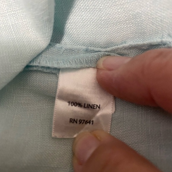 J Jill 100% Linen Long Sleeve Button Front Plus Size 1X Shirt Top.  Light Blue. - Picture 4 of 10